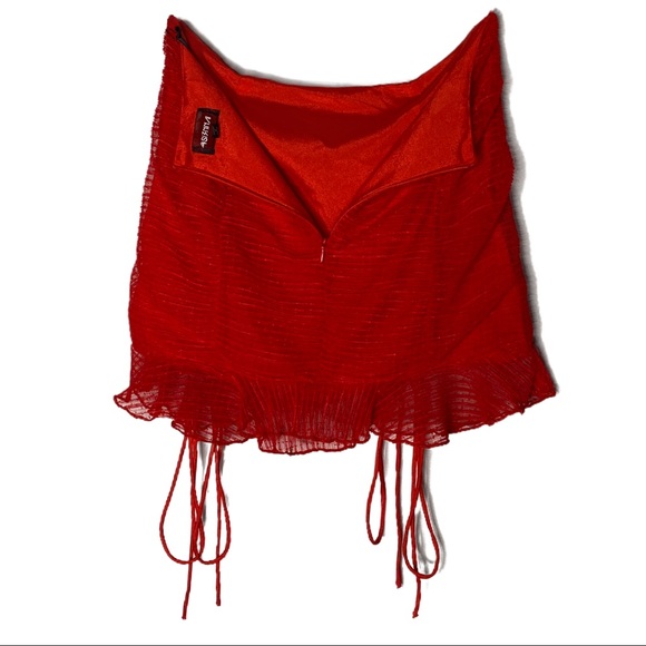 4si3nna Ruched Red Mini Skirt Size Small - Picture 10 of 12
